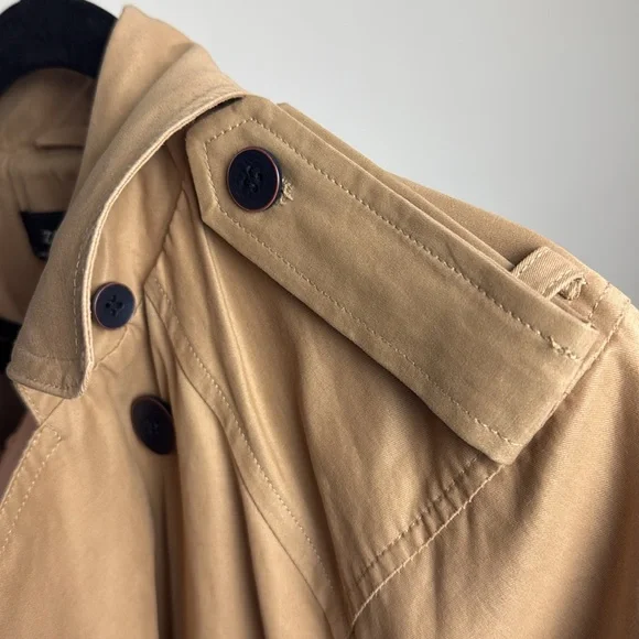 ZARA Basic Camel Color Trench Coat with Buttons down the Back Size Small - Picture 7 of 9